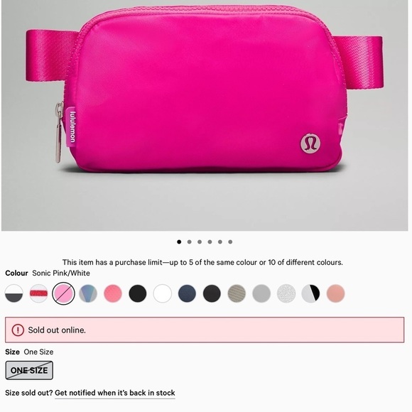 NWT SOLDOUT AUTHENTIC LULULEMON 1L EVERYWHERE BAG EBB SONIC PINK WHITE LETTERS - Picture 5 of 10
